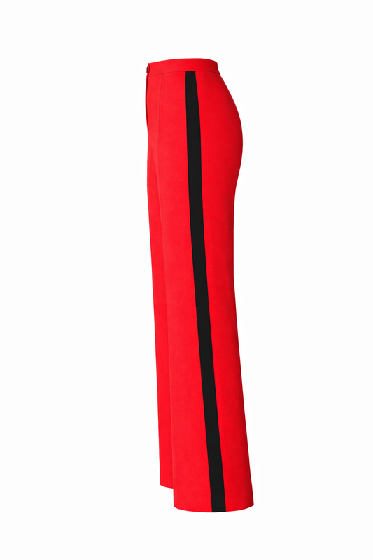 SLIM FIT | RED HIGH-WAISTED WIDE LEG PANT