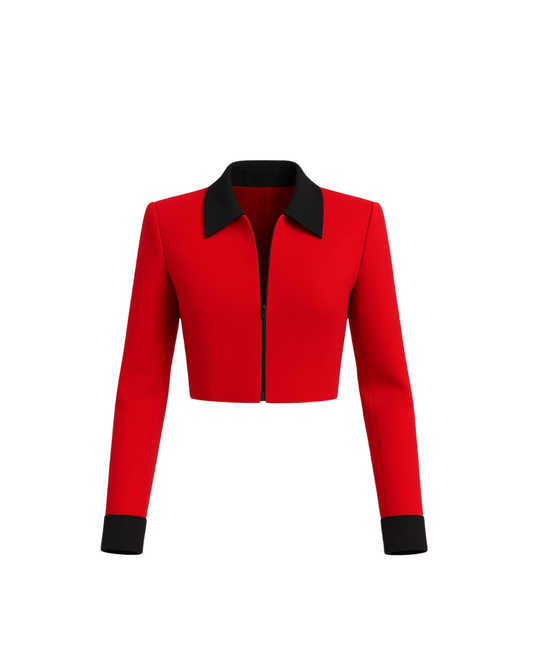 RED CROPPED JACKET