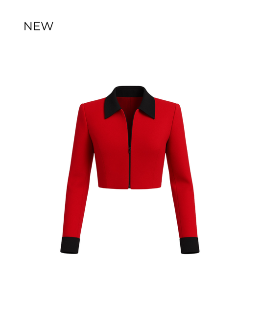 RED CROPPED JACKET