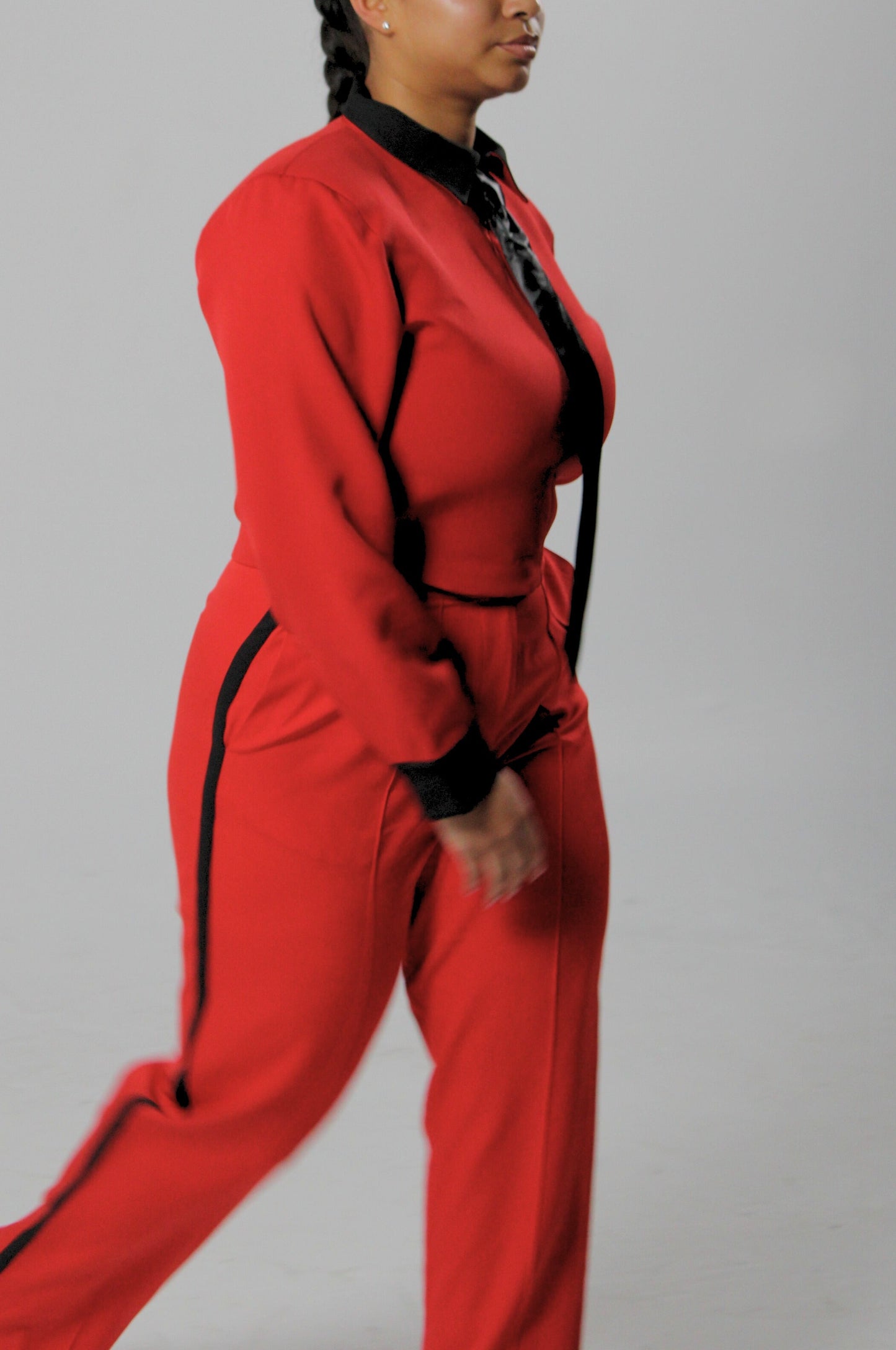 CURVY FIT | RED HIGH-WAISTED STRAIGHT LEG PANT