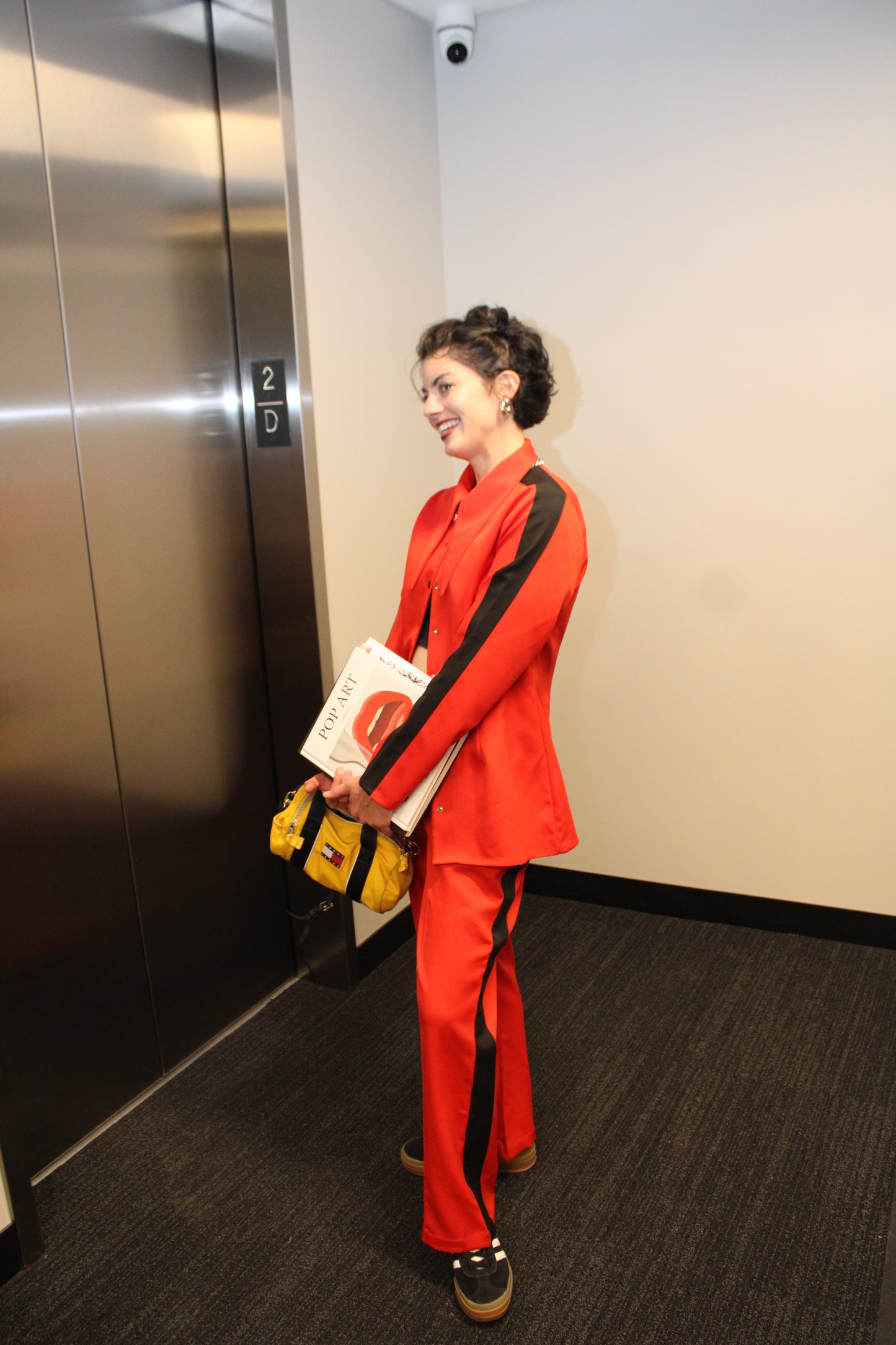 RED HIGH-WAISTED STRIPE PANT